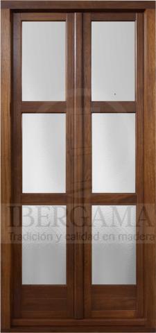 Balcón 2 hojas Madera Teñida Fabricada en Pino o iroko